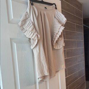 Elegant Cream Ruffle Sleeve Top